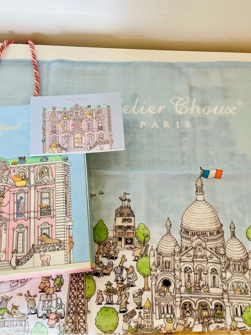 Atelier Choux Paris Blue Illustrated swaddle